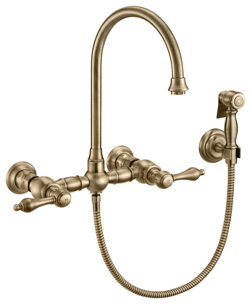 Vintage III Plus Wall Mount Faucet With a Long Gooseneck Swivel Spout, Lever Ha