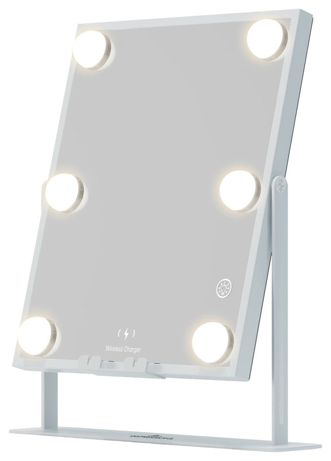 Hollywood Tri-Tone LED Modern Makeup Mirror, White