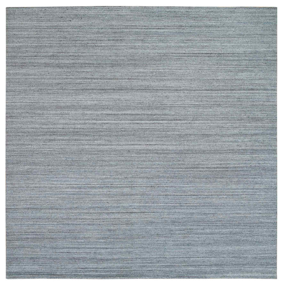 Coin Gray Wool Hand Loomed Modern Striae Design Square Oriental Rug 12'x12'