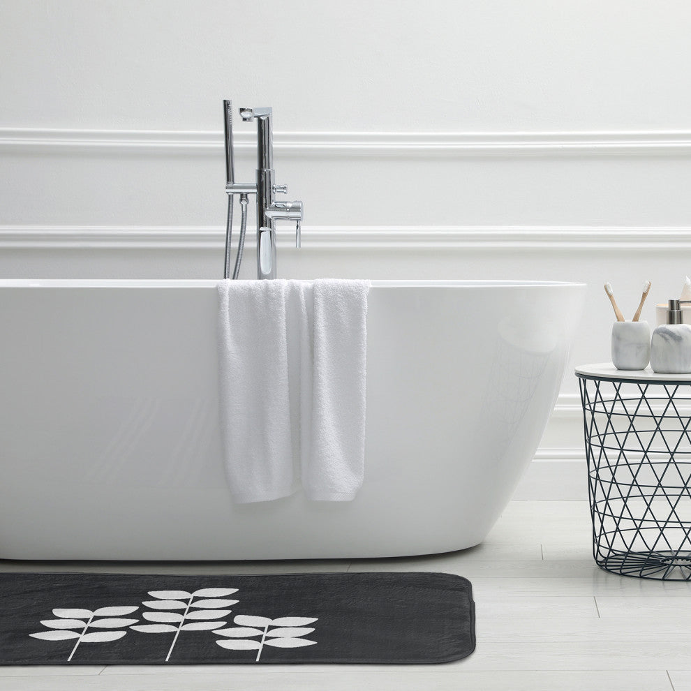 34" x 21" Simple Stems Bathmat, Grey