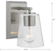 Vertex Collection One-Light Brushed Nickel Clear Glass Contemporary Bath Light