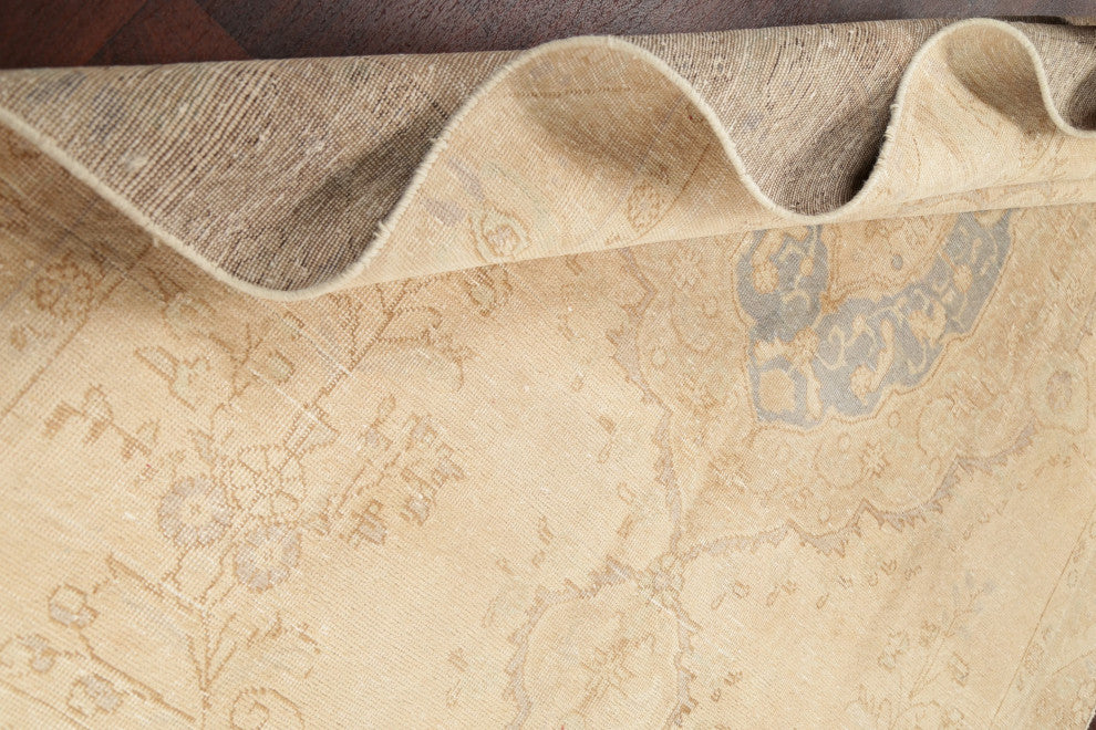 Consigned, Faded Vintage Traditional Persian Handmade Area Rug, Yellow, 6x8