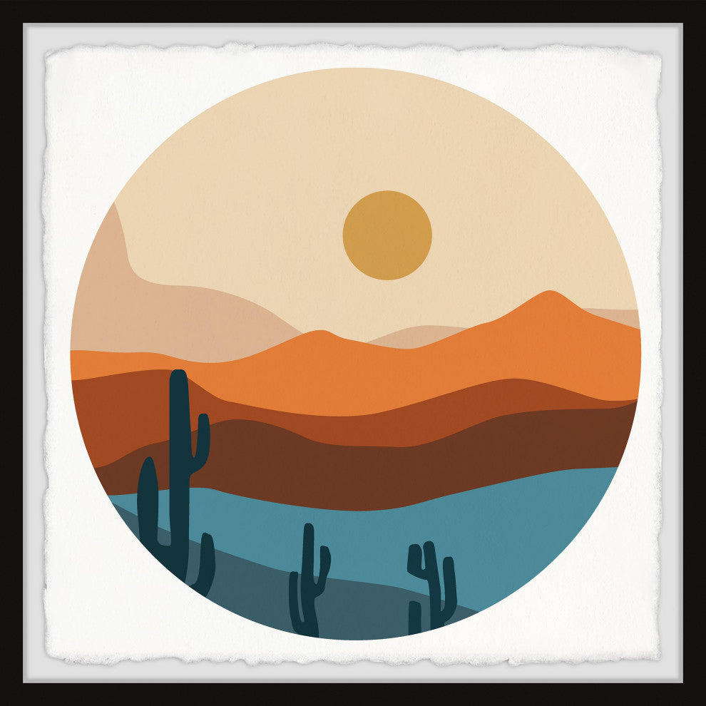 "Cactus on Cliffside" Framed Painting Print, 32x32