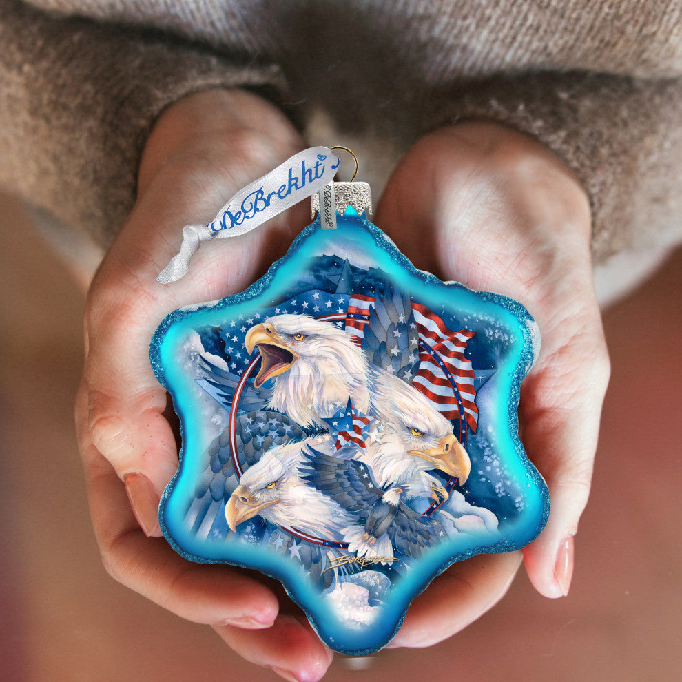 Allegiance Patriotic Eagles Glass Ornament