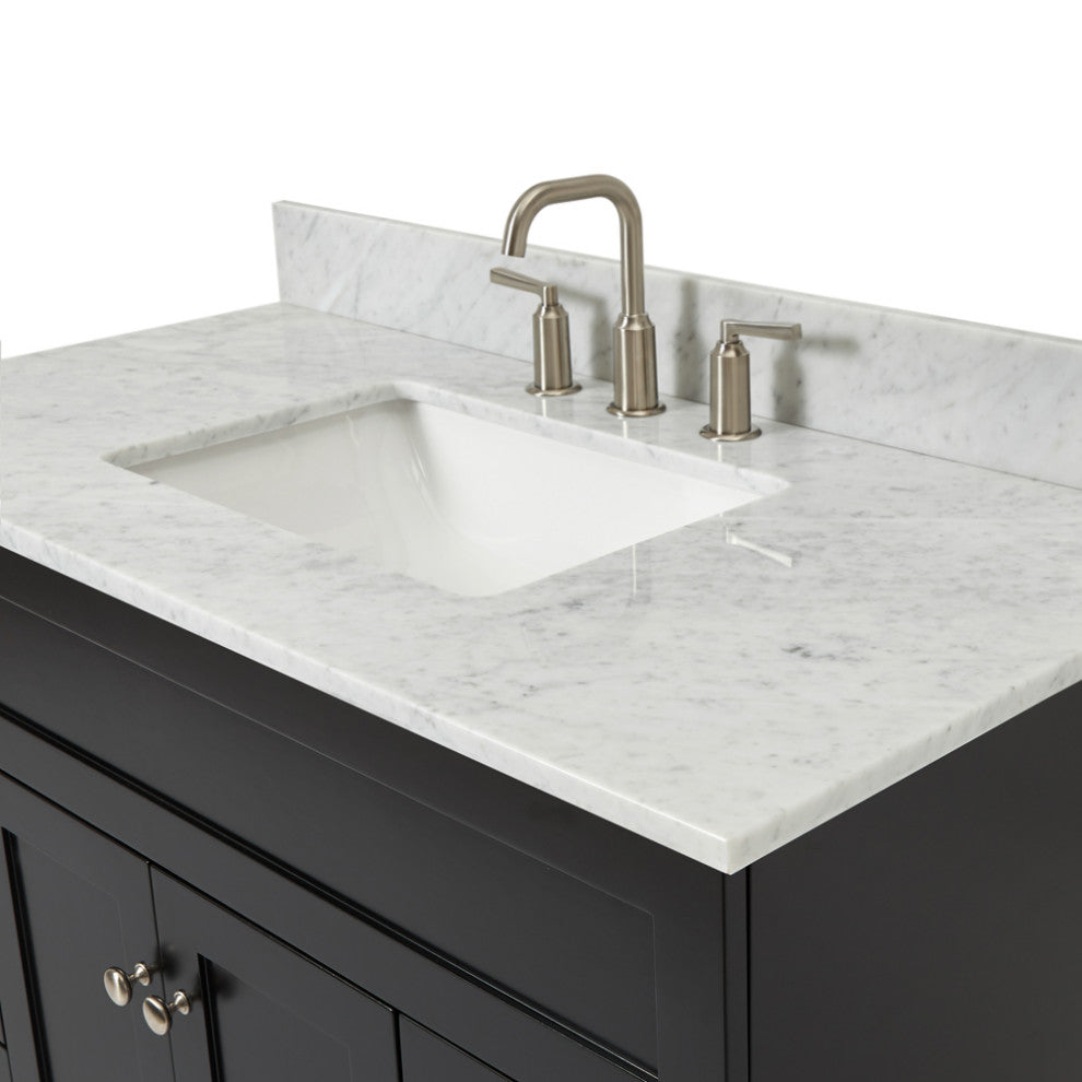 Ariel Hamlet 43" Rectangle Sink Bath Vanity, 0.75" Carrara Marble