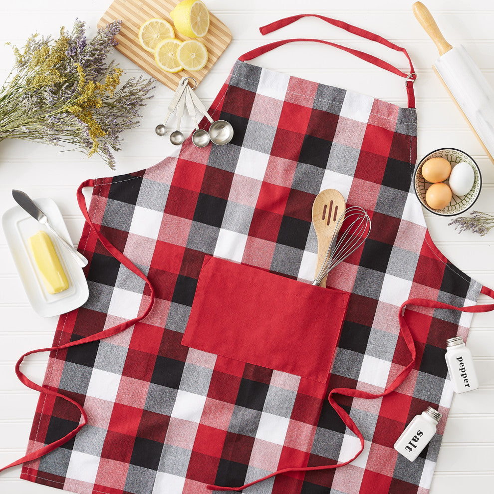 Cardinal Red Tri Color Check Chef Apron