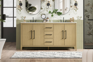Home Living 72" Double Bathroom Vanity, Honey Brown