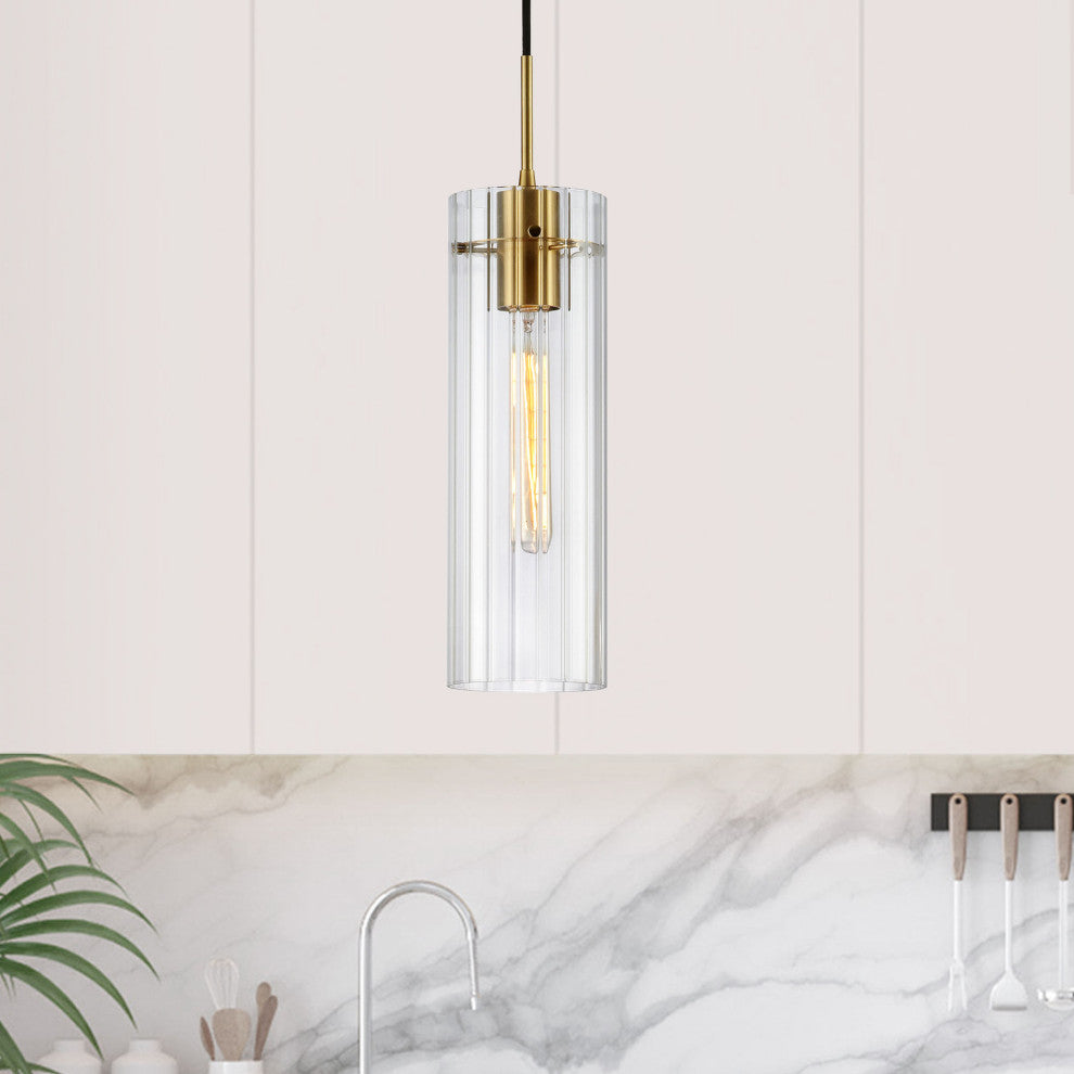 Patia Modern 1 Light Clear Aged Brass Glass Pendant