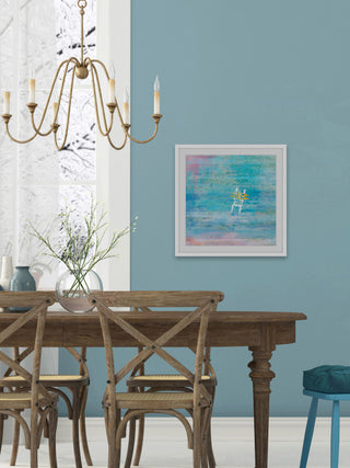 "Orange Kayaks" Framed Painting Print, 18"x18"