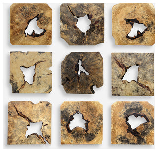 Uttermost 04360 Bahati Set of (9) 16" Tall Wood Wall Sculptures - Natural