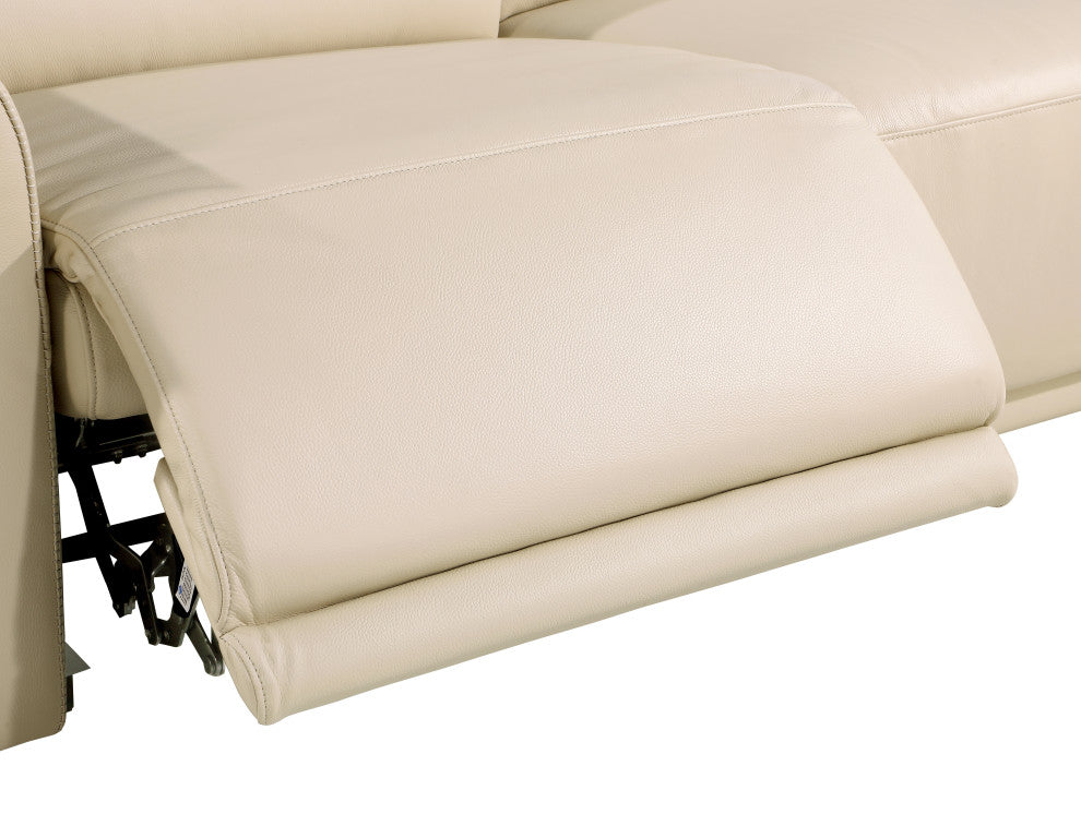 Augusto Top Grain Power Reclining Italian Leather Loveseat, Beige
