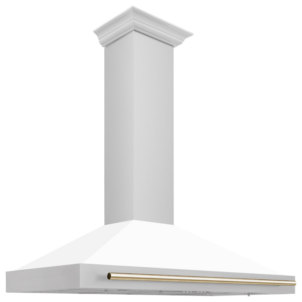 ZLINE 48" ZLINE Stainless Steel Hood With White Matte Shell KB4STZ-WM48-G