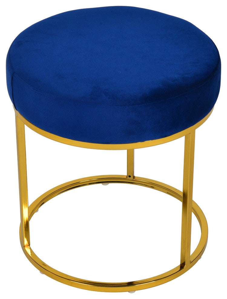 Modrest Elmont Modern Ottoman, Blue Velvet