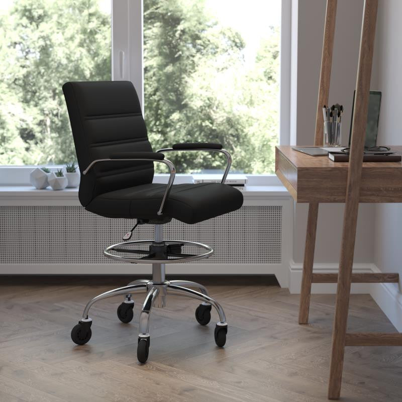 Lexi Mid-Back Drafting Chair with Adjustable Foot Ring, Black