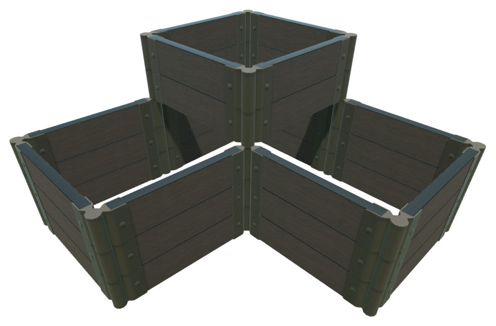 Weathered Wood 'Chateau Marmont' 4'x4' 5-Level Raised Garden Bed, Terraced