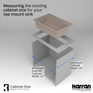 Karran Drop-In Quartz Composite 33" 1-Hole Single Bowl Kitchen Sink Kit, Concrete