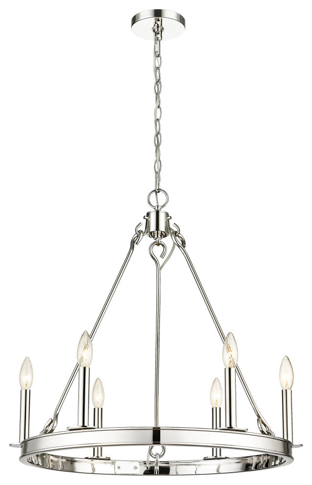Zlite 482R-6PN 6-Light Chandelier, Polished Nickel
