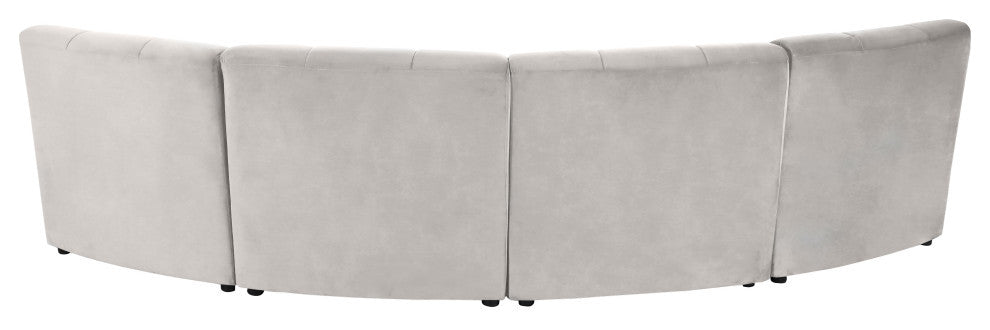 Limitless Velvet Upholstered 4-Piece Modular Sectional, Cream
