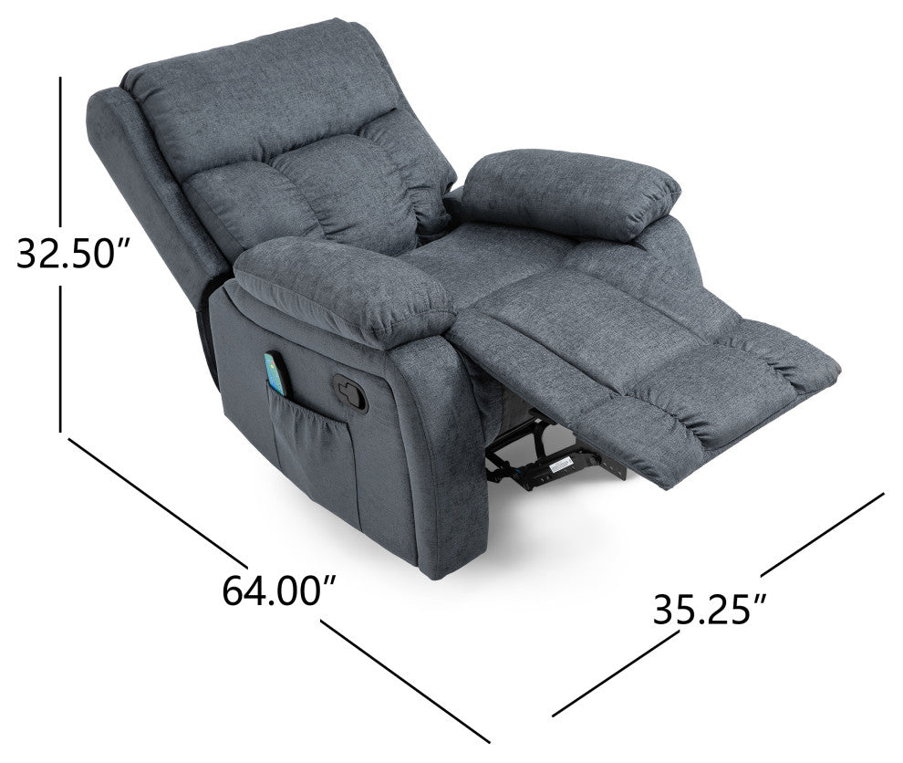 Lexie Contemporary Pillow Tufted Massage Recliner