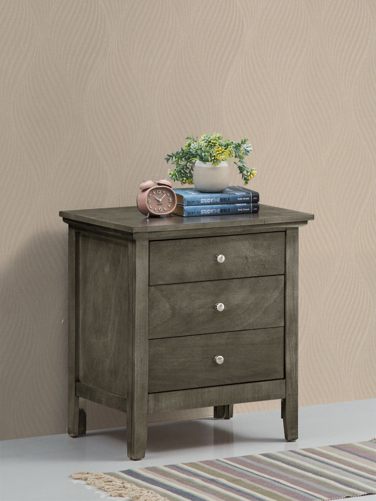 Whitley 3-Drawer Nightstand, Gray