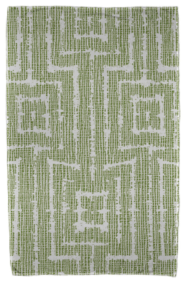 30x60" Woven Tiki, Geometric Print Beach Towel, Green