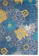 7' X 10' Blue Floral Power Loom Area Rug