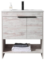 Phoenix Bath Vanity With Ceramic Sink - Full Assembly Required, Rustic White, 30 Inch