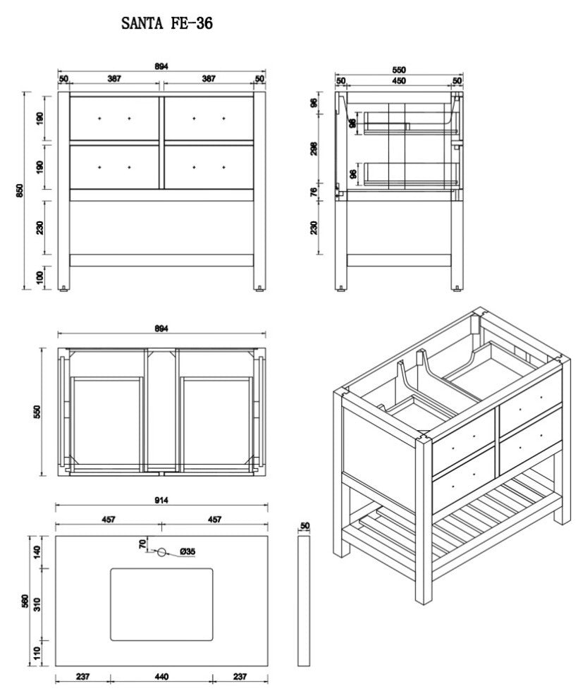 Parker 36 Single Sink Bath Vanity in White 2" Empira Quartz
