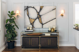 Uttermost 34352 Abstract In Gold And Black 60" x 42" Canvas Art - Hand Painted