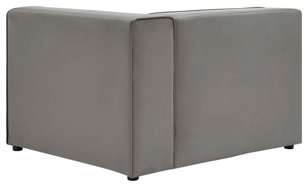 Mingle Vegan Leather Right-Arm Chair, Gray