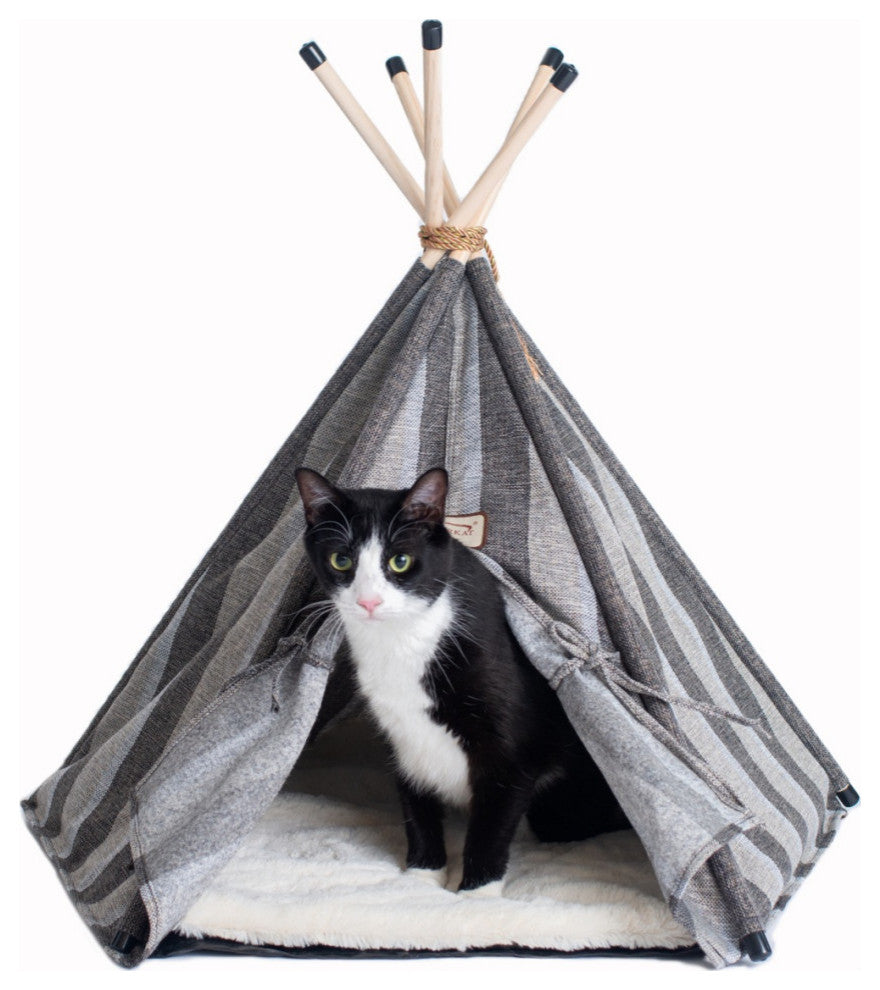 Armarkat Cat Bed Model C56HBS/SH, Teepee Style with Striped Pattern
