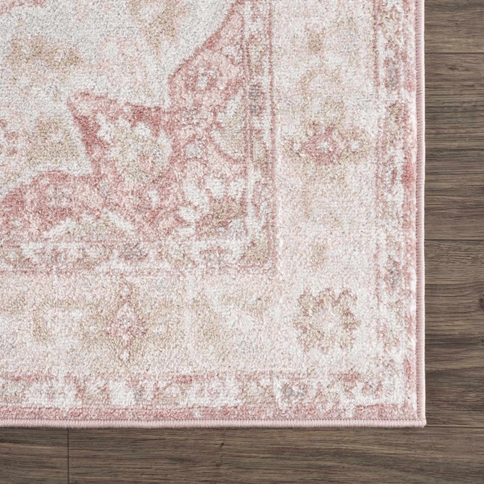Hauteloom Kandos Area Rug, Plum/Pale Pink/Cream, 7'10" Square