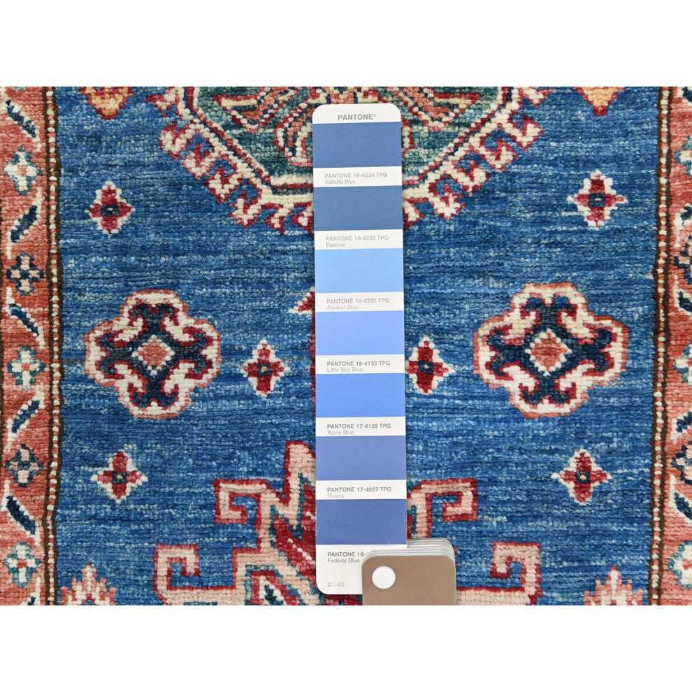 Denim Blue Afghan Super Kazak Natural Wool Hand Knotted XL Runner Rug 2'6"x33'5"