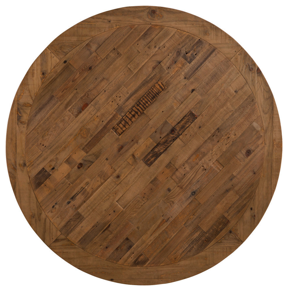 Kensington Round Solid Pine Dining Table, Reclaimed Natural