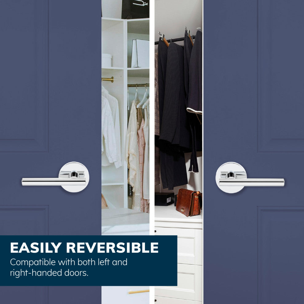 Delaney Hardware Cira Series Passage Set in Satin Nickel, Polished Chrome, Passage Lever