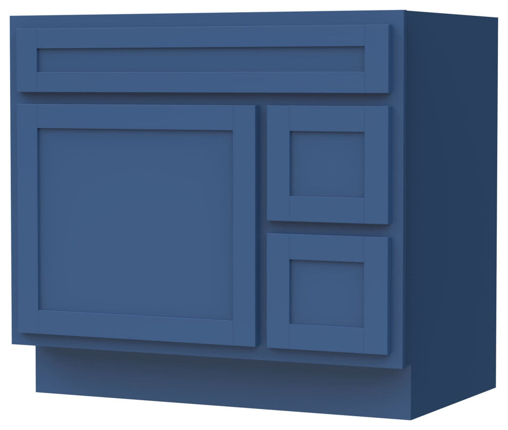 Vanity Art Vanity Base Cabinet, No Top, Drawers on Right, 36", Blue