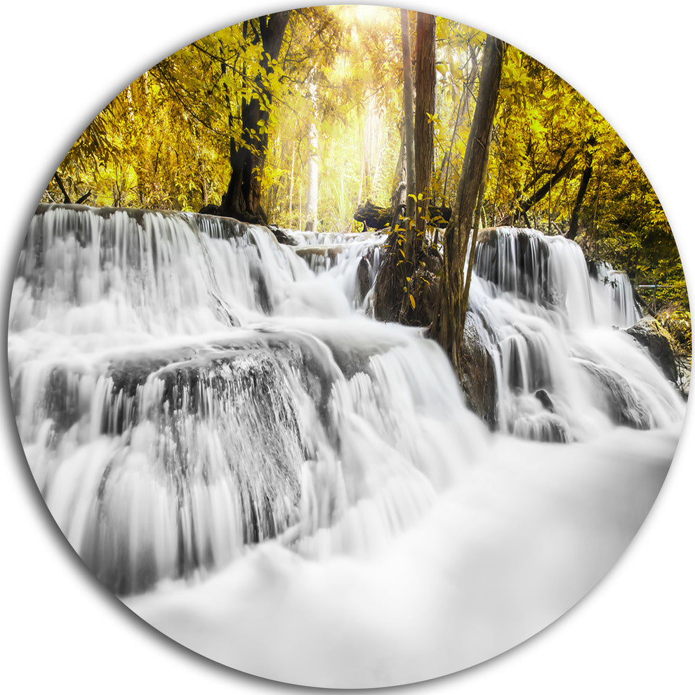 Colorful Erawan Waterfall, Landscape Photo Disc Metal Wall Art, 11"