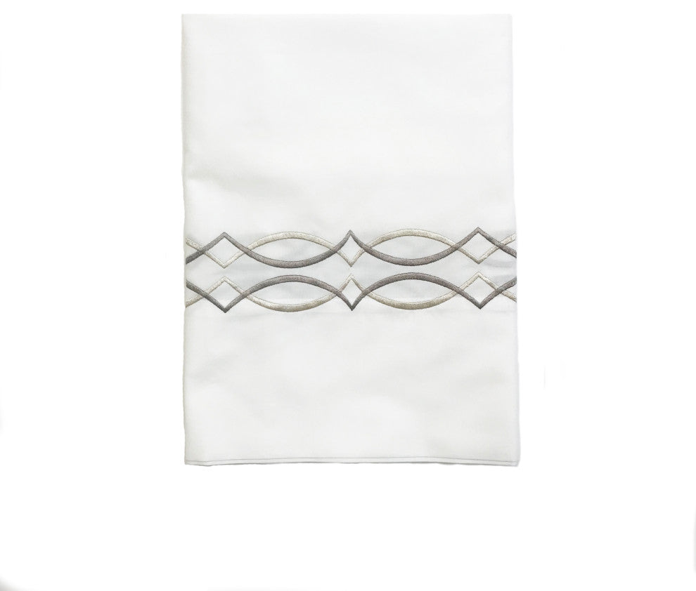 Azure Flat Sheet, White, Beige, King