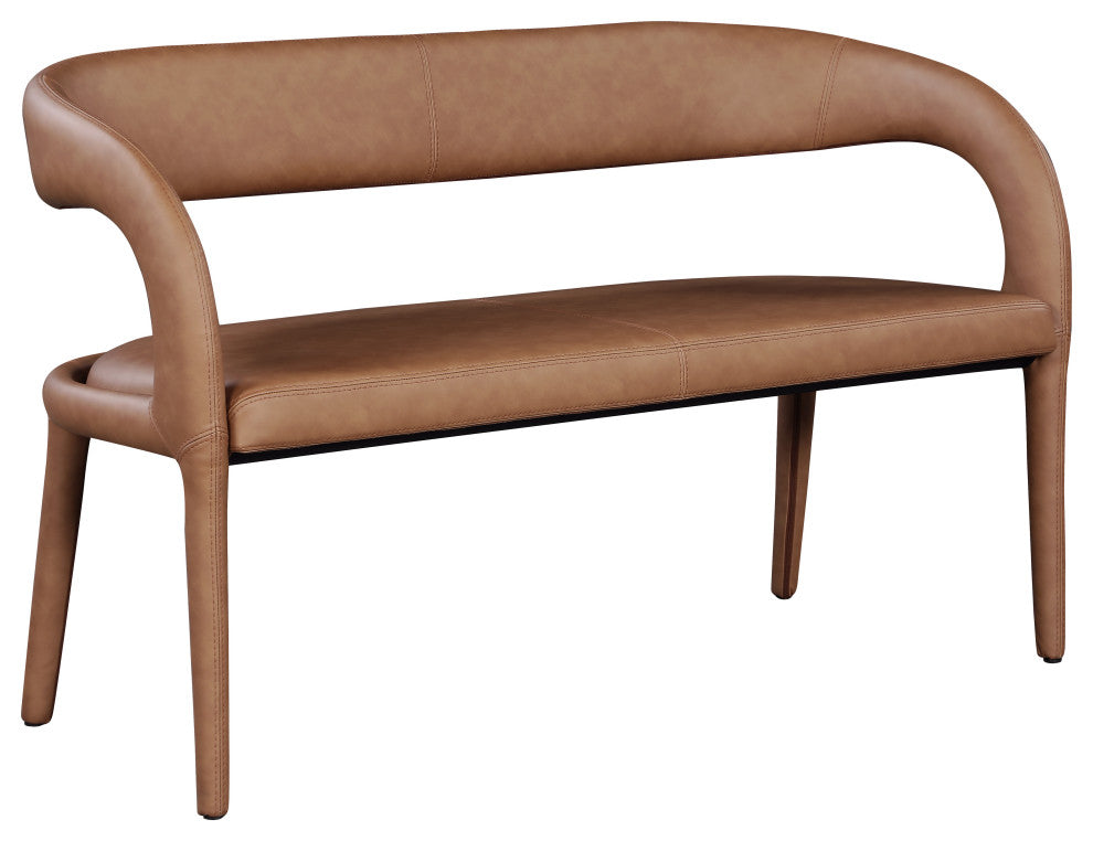 Sylvester Faux Leather Bench, Brown