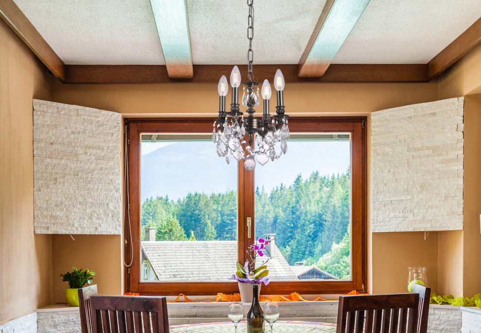 Elegant Lighting 9104D10/RC Lillie 4 Light 10"W Crystal - Dark Bronze