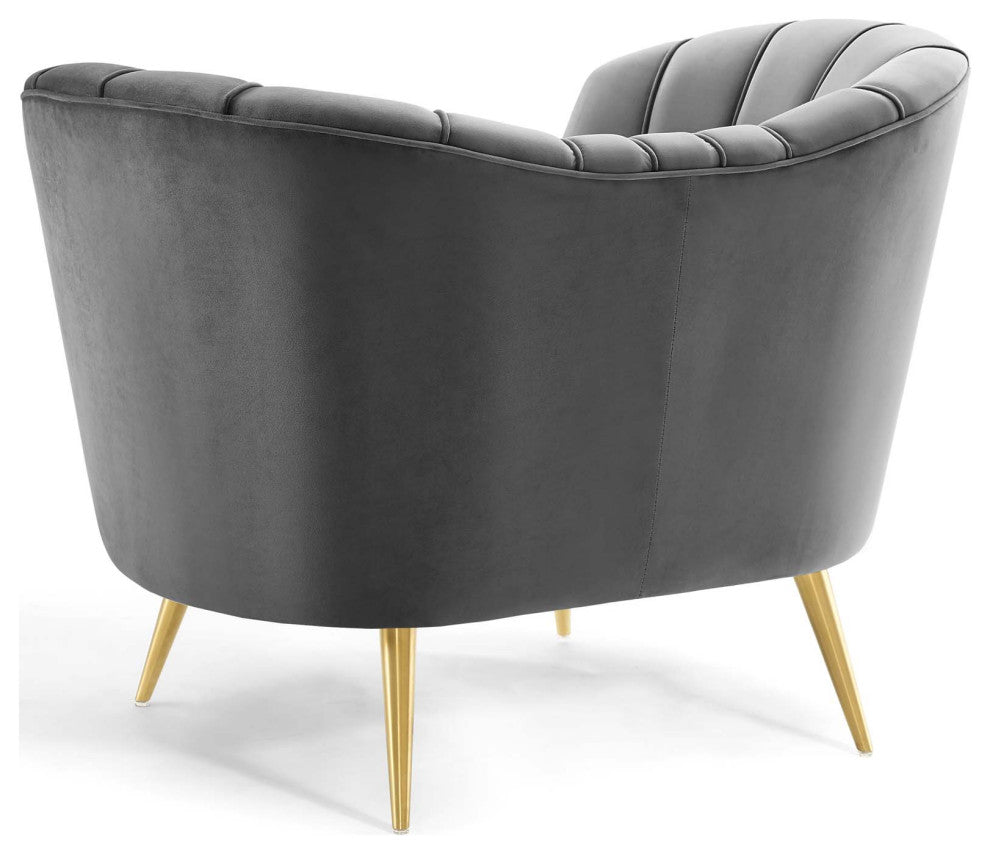 Armchair and Sofa Set, Velvet, Gray, Modern, Living Lounge Hospitality