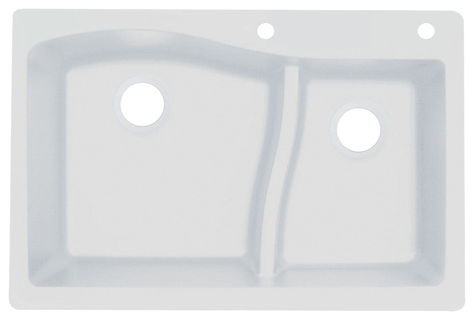 Aversa SilQ Granite 33-in. Drop-in Kitchen Sink with 2 BE Faucet Holes in White
