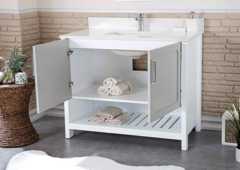 Florin Collection 42" Bathroom Vanity With Sink, Mirror, Countertop, Gray