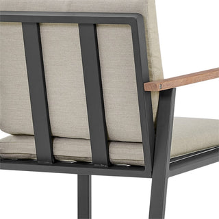 Armen Living Nofi 9-Piece Aluminum & Fabric Patio Dining Set in Taupe/Charcoal