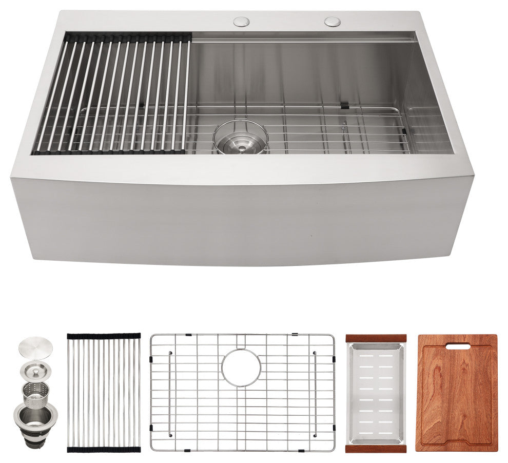 33 in Farmhous Drop-in Workstation Single Bowl Stainless Steel Kitchen Sink