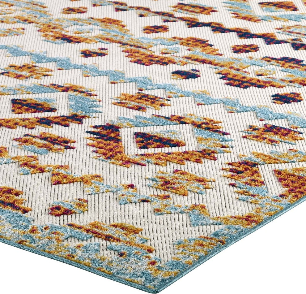 Contemporary Abstract Diamond Moroccan Trellis 5x8 Indoor and Outdoor Area Rug
