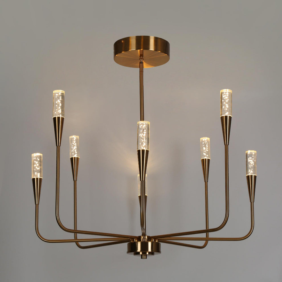 LNC 8-Light Polished Gold Candle Modern/Contemporary LED Indoor Chandelier