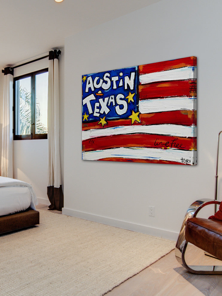 "Austin Flag" Painting Print on Canvas by Tori Campisi