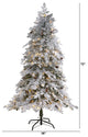 6' Flocked Montana Down Swept Spruce Faux Xmas Tree With 250 Clear LED Lights