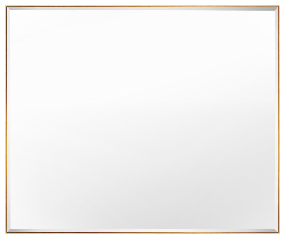 Rectangle Aluminum Framed Wall Mounted Mirror With Beveled Edge, Gold, 30"x36"